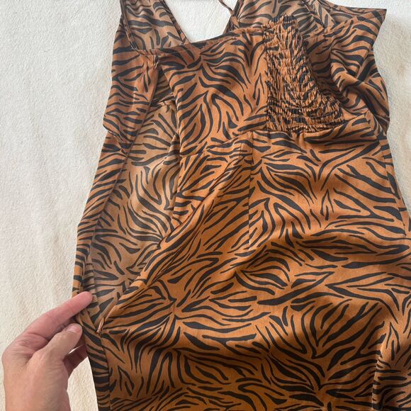 Zara Satin Tiger Print Slip Dress With Side Zipper XS - Picture 6 of 6